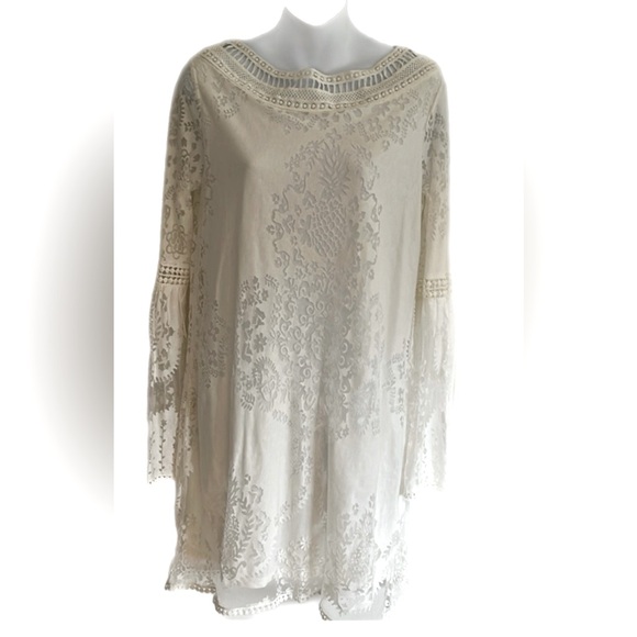 🍎California Moon Rise Bohemian Lace mini dress 🌱sz Medium - Picture 2 of 6